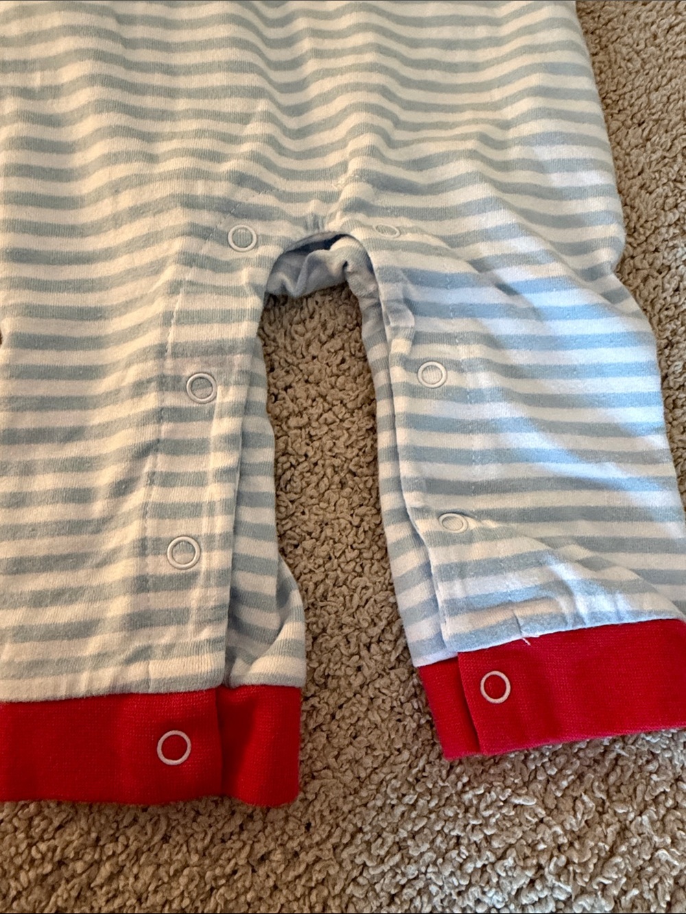 NWOT Striped Blue & Red Barn Applique Baby One-Piece Bodysuit - Picture 4 of 4